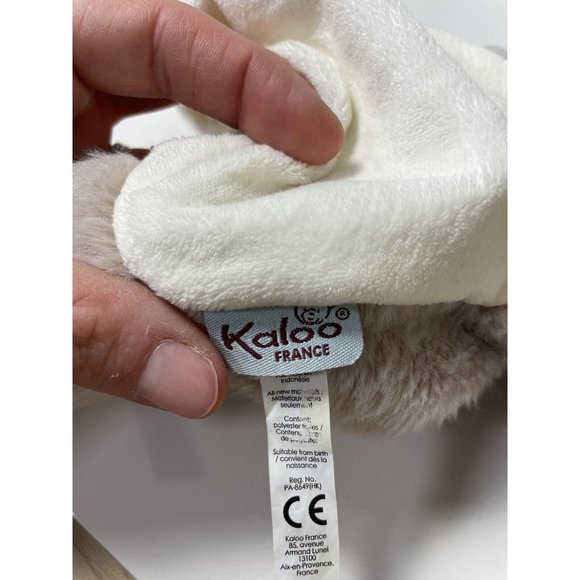 Kaloo Elephant Puppet Plush 11" Grey and white with light blue bandana - Picture 6 of 11